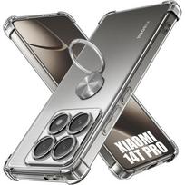 Case for Xiaomi 14T Pro Shockproof with 360 Degree Rotating Silver Ring