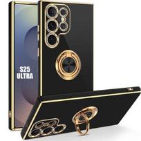 Case for Samsung Galaxy S25 Ultra, Scratch-Resistant Silicone with Black Rotating Ring juoda