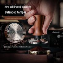 Pastovaus spaudimo espreso tamperis su tvirtos medienos rankena ir nerūdijančiu plienu Solid Wood Stainless Steel 51mm Threaded Bottom