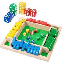 Medinis „Shut The Box“ kauliukų žaidimas, 8 kauliukų lenta, matematikos įgūdžių žaidimas, vakarėlių klubas, gėrimų žaidimai šeimoms, kalėdinė dovana 4-color