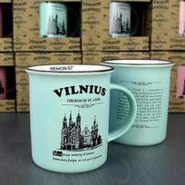Puodelis su tautine atributika, 280ml, keramikinis, Vilnius, mėtų spalvos