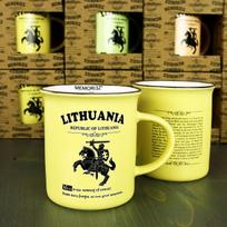 Puodelis su tautine atributika, 280ml, keramikinis, LITHUANIA, geltonas