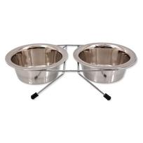 Iš nerūdijančio plieno dubenėlių komplektas su stovu šuniui ø 13 cm Dog Fantasy – Plaček Pet Products