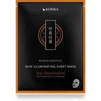 KORIKA Korean Heritage Jeju Mandarin & Vitamin B-C-E Complex Skin Illuminating Sheet Mask skaistinamoji tekstilinė veido kaukė 25 g