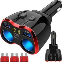 Automobilio skirstytuvo USB prievadai įkrovimui saugikliais