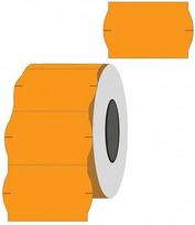Kainų etiketės 26x16mm, banguotos, 1000vnt, oranžinės spalvos