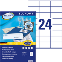 Lipnios etiketės Avery Europe, A4, 70x36mm, 24 etiketės lape, 100 lapų, baltos spalvos