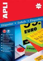 Lipnios etiketės Apli, A4, 91,1x67,7mm , 8 etiketės lape, 20 lapų, neoninės oranžinės spalvos