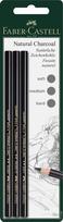 Medžio anglies pieštukų rinkinys Faber-Castell PITT, S, M, H, 3vnt