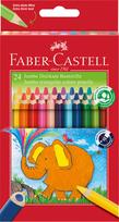 Spalvoti pieštukai Faber-Castell Jumbo, tribriauniai, 24 spalvų