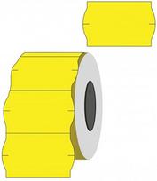 Kainų etiketės 26x16mm, banguotos, 1000vnt, geltonos spalvos