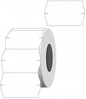 Kainų etiketės 26x16mm, banguotos, 1000vnt, baltos spalvos