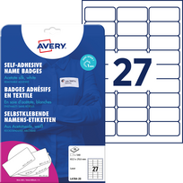 Etiketiniai vardų lipdukai Avery Zweckform, A4, 63,5x29,6mm, 27 etiketės lape, 20 lapų, baltos spalvos