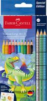 Akvareliniai pieštukai Faber-Castell Colour Grip Dinosaurus, 10 +3 metalizuotos spalvos