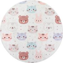 Skalbiamas dramblio kaulo spalvos vaikiškas kilimas ø100 cm Cute Animals – Vitaus