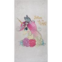 Skalbiamas dramblio kaulo spalvos vaikiškas kilimas 160x230 cm Cute Unicorn – Vitaus