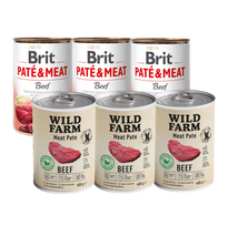 Wild Farm Pate Beef 3x400g ėdalas šunims be glitimo + BRIT PATE & MEAT BEEF 3x400g