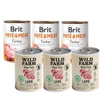 Wild Farm Pate Lamb 3x400g ėrienos ėdalas šunims be glitimo + BRIT PATE & MEAT TURKEY 3x400g