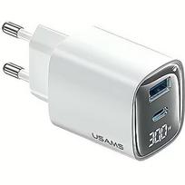 USAMS Charging 30W GaN LED USB+USB-C CC229 white USA001441