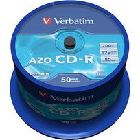 Verbatim  CD-R AZO Verbatim 700MB 1x-52x Crystal, 50 Pack  Spindle 43343V