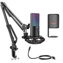 Fifine Microphone RGB, USB MICROPHONE BUNDLE WITH ARM STAND & SHOCK MOUNT FOR STREAMING FIFINE T669 PRO FIFINET669PRO3