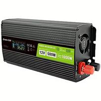 Green Cell Przetwornica LCD 12V 500W/1000W Czysty sinus z wywietlaczem INVGC12P500LCD