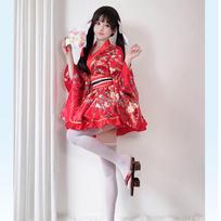 Japoniškas oficialus tradicinis kimono cosplay kostiumas One Size raudona