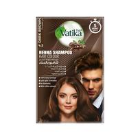 Momentinis chna šampūnas plaukų spalvai - Tamsiai ruda Vatika Naturals (2 x 20 ml)