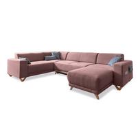 Rožinės spalvos sulankstoma/su sandėliavimo vieta kampinė sofa (su kairiuoju kampu/„U“ formos) Classy Sophie – Miuform