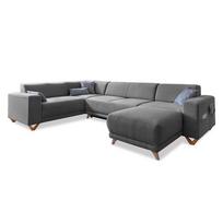Pilkos spalvos sulankstoma/su sandėliavimo vieta kampinė sofa (su kairiuoju kampu/„U“ formos) Classy Sophie – Miuform