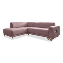 Rožinės spalvos sulankstoma/su sandėliavimo vieta kampinė sofa (su kairiuoju kampu/„L“ formos) Classy Sophie – Miuform