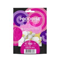 Keičiamosios dildės pedikiūro diskui su minkštu pagrindu Staleks Pro M 100 gr., baltos (50 vnt.) [PDFS-20-100W]