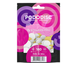 Keičiamosios dildės pedikiūro diskui su minkštu pagrindu Staleks Pro M 180 gr., baltos (50 vnt.) [PDFS-20-180W]