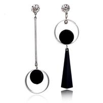 Auskarai Assimetry silver black; 2vnt