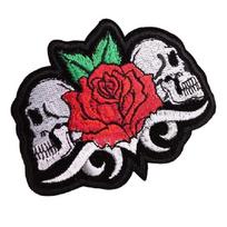 Antsiuvas medžiaginis Rose&Skulls; 8x10cm