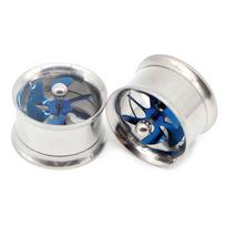 Auskarai tuneliai Propeller Blue Silver, 2vnt; 8mm, 10mm, 12mm