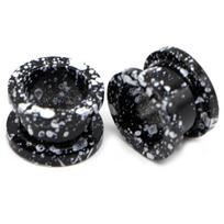 Auskarai tuneliai Marble Black, 2vnt; 6mm, 8mm, 10mm, 12mm, 14mm, 16mm