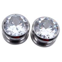 Auskarai tuneliai Diamond White, 2vnt; 6mm, 8mm, 10mm, 12mm, 14mm, 16mm