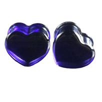 Auskarai tuneliai Acryl Heart Purple, 2vnt; 8mm, 10mm, 12mm, 14mm, 16mm, 18mm, 20mm