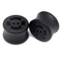 Auskarai tuneliai mediniai Black Wood Skull, 2 vnt; 8mm, 10mm, 12mm, 14mm, 16mm, 18mm