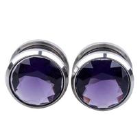 Auskarai tuneliai Diamond Purple, 2vnt; 6mm, 8mm, 10mm, 12mm, 14mm, 16mm
