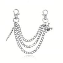 Avalynės pakabukas Chain Skull Sword sidabro spalvos; 15/16/18cm