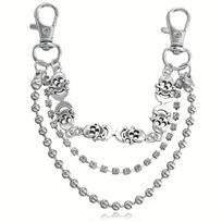 Avalynės pakabukas Chain Crystal Skulls sidabro spalvos; 14/16/18cm