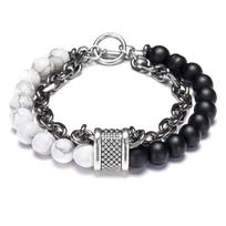 Apyrankė Stone Chain Grey Black; 20cm