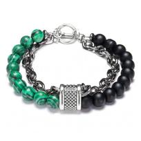 Apyrankė Stone Chain Green Black; 20cm