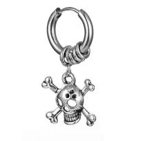Auskaras Viking Skull sidabro spalvos; 1vnt