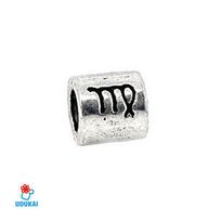 Karoliukas metalinis tunelis zodiako ženklas Mergelė; 8x11mm