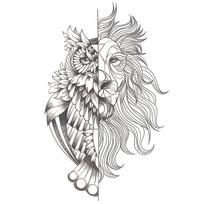Laikina tatuiruotė Liūtas ir Pėlėda 8268; 19x12cm