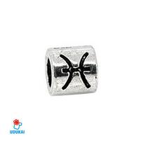 Karoliukas metalinis tunelis zodiako ženklas Žuvys; 8x11mm