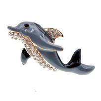 Segė Delfinas su kristalais; 5.2x2.8cm